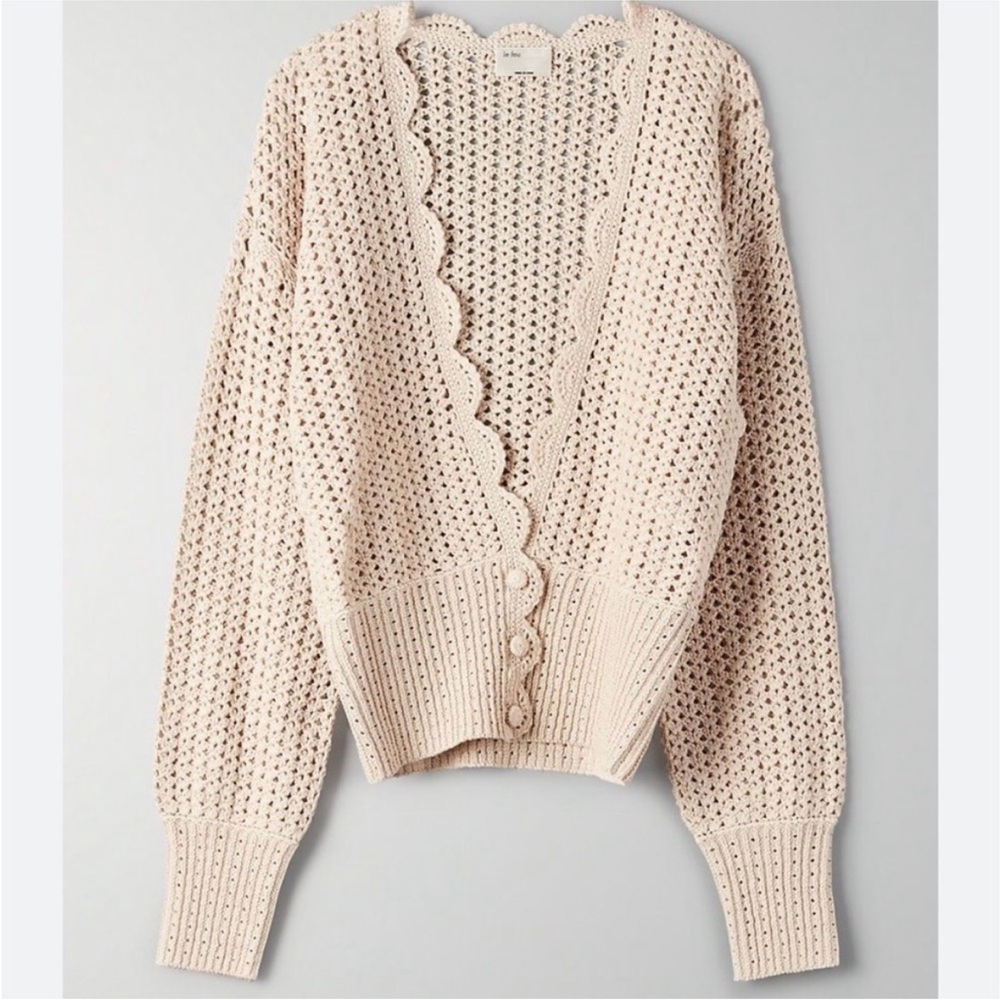 Aritzia Wilfred Le Frou 100% cotton Open knit Cardigan NEW - Picture 4 of 12